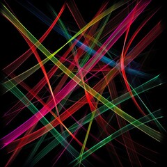 Wall Mural - A black background with a bunch of colorful lines