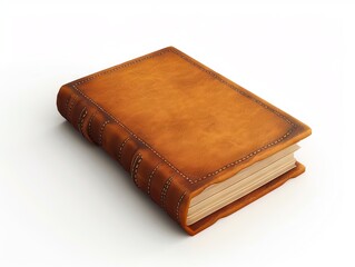 Poster - A brown leather book on a white background