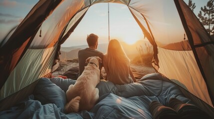 Wall Mural - Camping Couple at Sunset