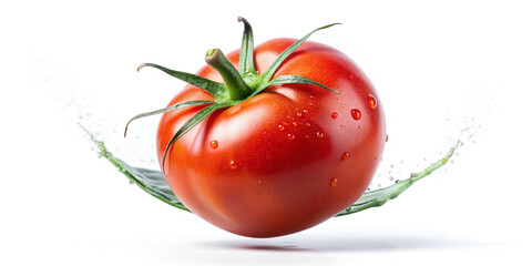 Wall Mural - Falling tomato isolated on white background