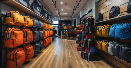 Poster - A high-performance sports equipment dealer store, stocked with premium gear for athletes and fitness enthusiasts. Generative AI.