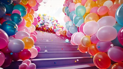 Aufkleber - A colorful staircase made of balloons