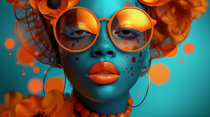 Wall Mural - colorful nostalgia retro-styled woman art. artistic allure bright woman illustration