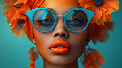 Wall Mural - colorful nostalgia retro-styled woman art. artistic allure bright woman illustration