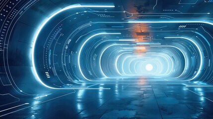 Poster - Abstract background, blue, technology for security system. Generative AI.