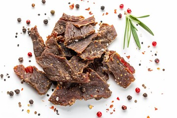 Poster - Beef jerky portion on white background