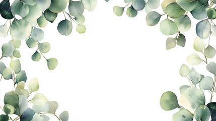 Wall Mural - Eucalyptus leaves frame with a blank white background