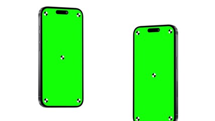 Wall Mural - baku, azerbaijan - july 12, 2024: phone green screen rotation motion loop – seamless center with whi