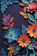 Sticker - Paper Flowers on a Dark Background