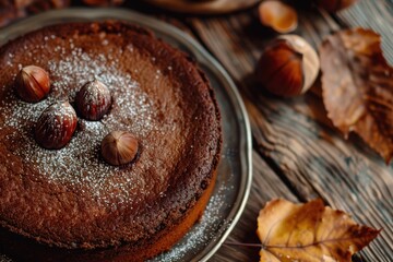 Canvas Print - Bird s eye view of chestnut cake