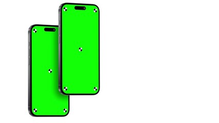 Wall Mural - baku, azerbaijan - july 12, 2024: phone green screen rotation motion loop – seamless center with whi