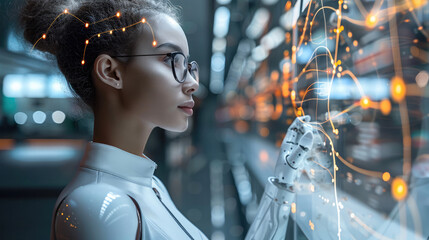 Leinwandbilder - AI-driven customer service, illustrating tech in business. Generative AI.