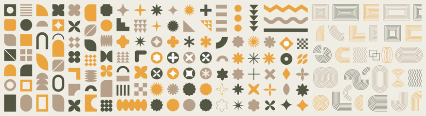 Wall Mural - brutalist abstract geometric shapes. memphis design, brutalism, retro elements for web, vintage, sta
