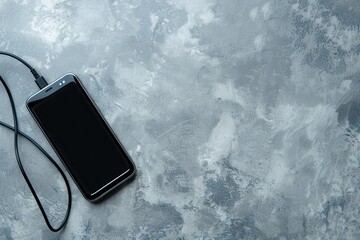 Charging smartphone on light table with cable