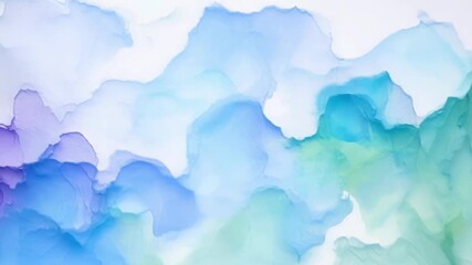 Poster - Flowing blue and green alcohol ink shapes create a dreamy, vibrant background, resembling modern watercolor painting. Perfect for wallpaper or adding elegance to any project