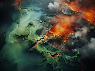 Wall Mural - AwesomeTop view of a volcano crater