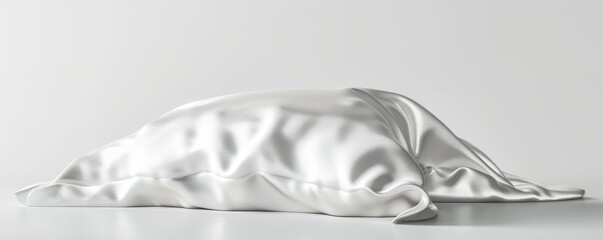 Sticker - White silk pillow on white background, 4K hyperrealistic photo