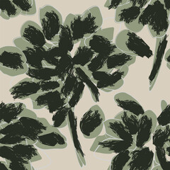 Sticker - Neutral Colour Abstract Floral Seamless Pattern Design