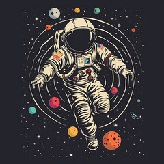 Poster - illustration of space explorer