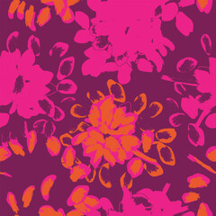 Canvas Print - Colourful Abstract Floral Seamless Pattern Design