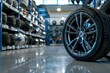 © LimeSky - Close up of a large sports alloy wheel at a tire store