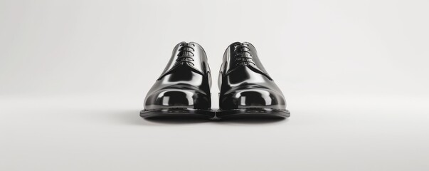 Wall Mural - Pair of elegant dress shoes on white background, 4K hyperrealistic photo