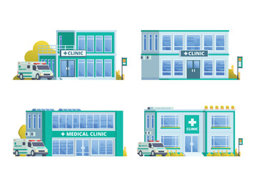 Canvas Print - Vector illustration element of medical clinic building flat design style for city and background illustration	