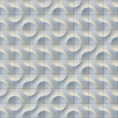 Fototapete - Digital illustration of a repeating white pattern composed of tiles. 3d render