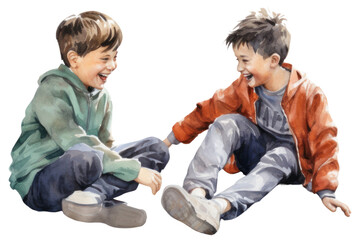 Canvas Print - PNG Painting footwear child cross-legged.