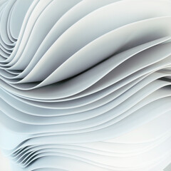 Poster - Abstract smooth waves of white fabric strips. 3d rendering illustration