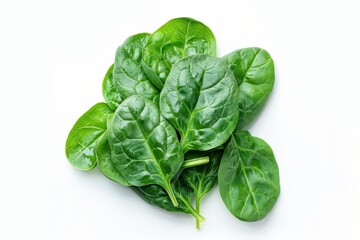 Wall Mural - Closeup of isolated fresh spinach on white background