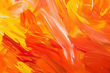 Wall Mural - Vibrant abstract painting with bold brushstrokes in warm shades of yellow, orange, and red