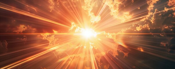 Wall Mural - Radiant sunburst with concentric rays, 4K hyperrealistic photo