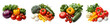 © Loony Dream Designs - Assorted fresh vegetables including tomatoes peppers and leafy greens healthy food variety transparent background