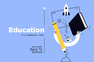 Poster - education. vector illustration banner of education, learning, back to school, online course and trai