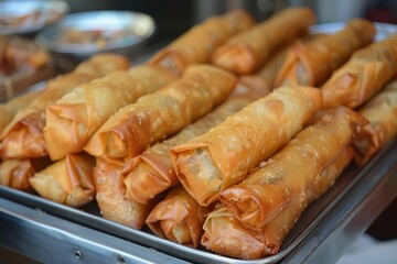 Poster - Deep fried spring rolls Por Pieer Tod a popular snack in Thai and Chinese cuisine