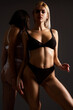 © Volodymyr - Lingerie model, lady woman with slim body wearing sexy lingerie. Sensual woman in underwear. Lady in underwear, bra and panties. Sexy natural naked body.