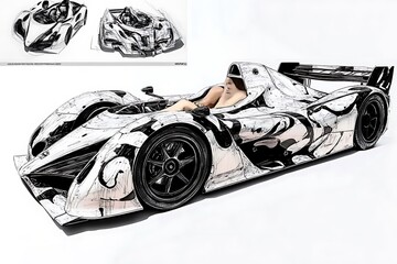 Wall Mural - Modern Luxury Colored Car Race Design Concept Wallpaper Background 3d Rendering Generative Ai