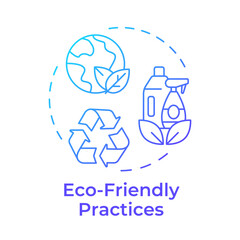 Sticker - Eco-friendly practices blue gradient concept icon. Sustainable cleaning products. Ecology preservation, ecosystem. Round shape line illustration. Abstract idea. Graphic design. Easy to use