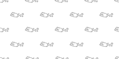 Wall Mural - cat seamless pattern fluffy kitten jumping cloud calico neko toy vector cartoon pet doodle tile back