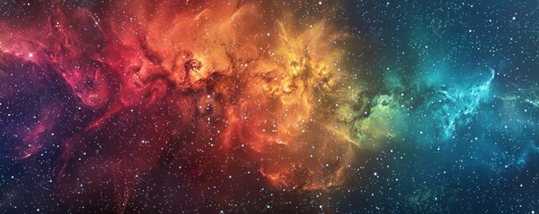 Wall Mural - Twinkling starfield with colorful nebulae, 4K hyperrealistic photo