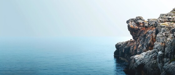 Wall Mural - A rocky cliff overlooks the ocean