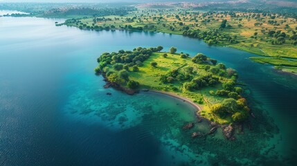 Poster - A beautiful island with a body of water in the background