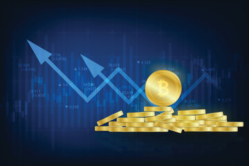 Vector stock market trading graph exchange cryto currency concept.