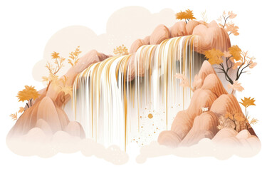 Wall Mural - PNG Waterfall outdoors nature art.