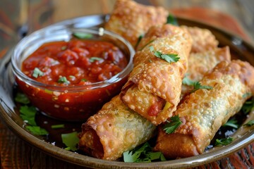 Poster - Egg rolls with cheesesteak and marinara dip