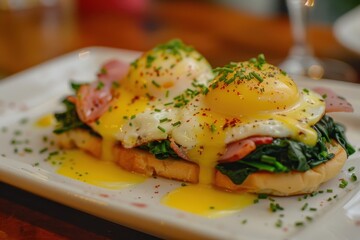 Sticker - Eggs Benedict with ham vegetables and sauce