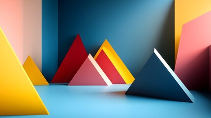 Wall Mural - Abstract Geometric Composition with Colorful Triangles