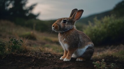 Wall Mural - rabbit in the field