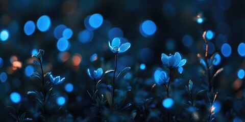 Canvas Print - Blue flowers in field